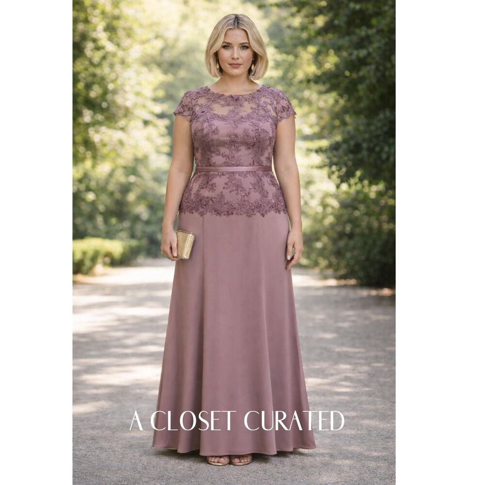 La Femme Lace Mermaid Maxi Dress 14 Pink